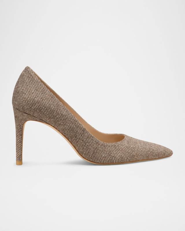 85mm Stuart Power Twill Pointed-Toe Pumps